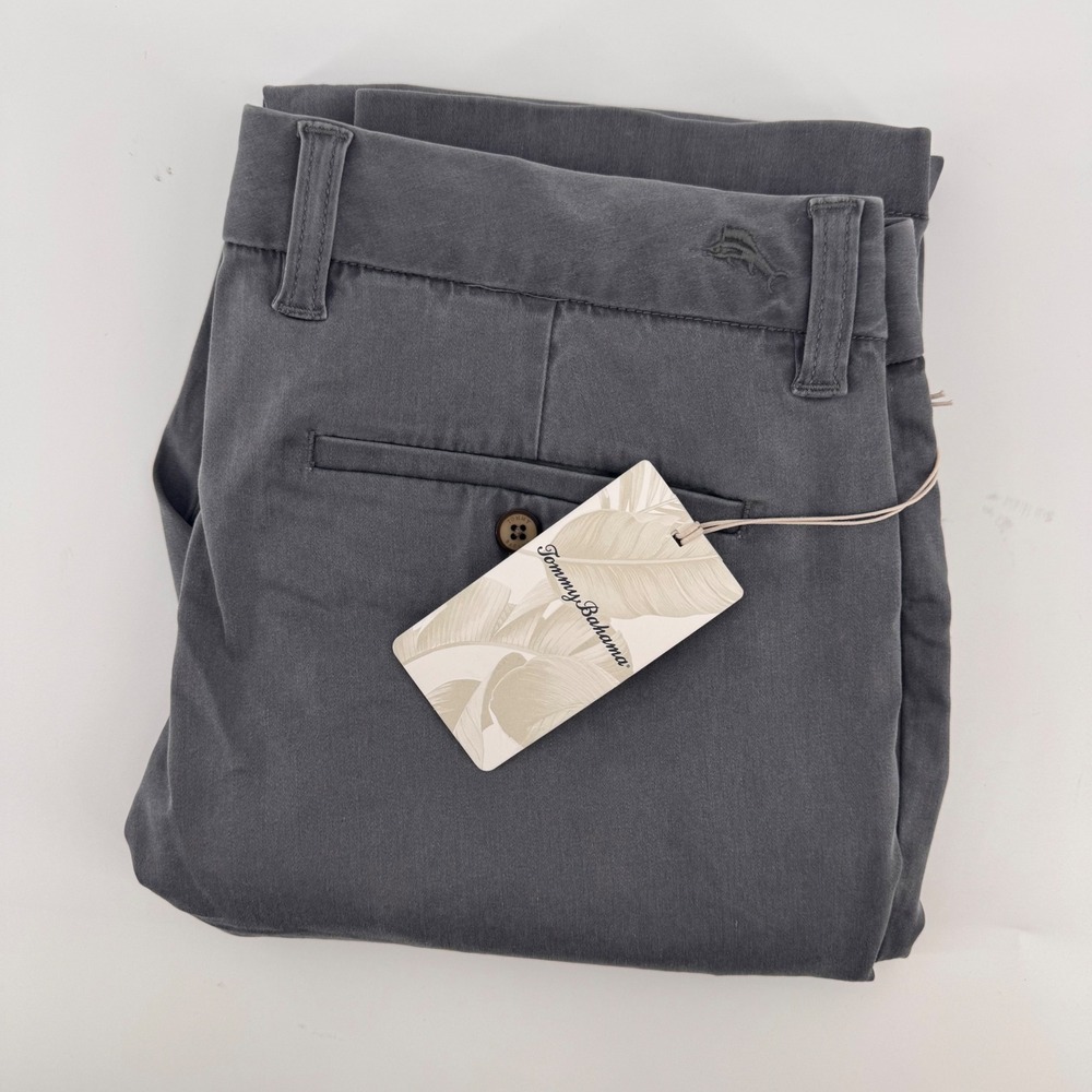 Tommy Bahama Boracay Chino Pants Mens 32x34 Grey‎ Flat Front T115496 New